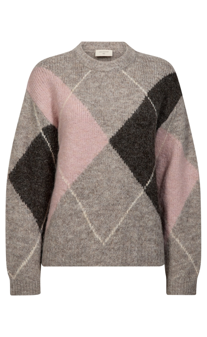 Freequent Genser - Grslulu Argyle - Desert Taupe Mel w. Pale M Mel.